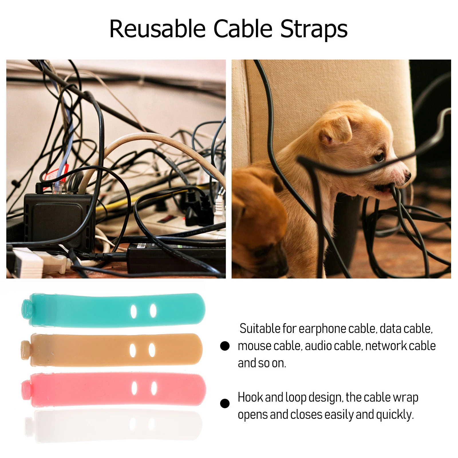 

16 Pcs Cable Tie Silicone Winder Organizer Wrap Dust-proof Cord Management Ties