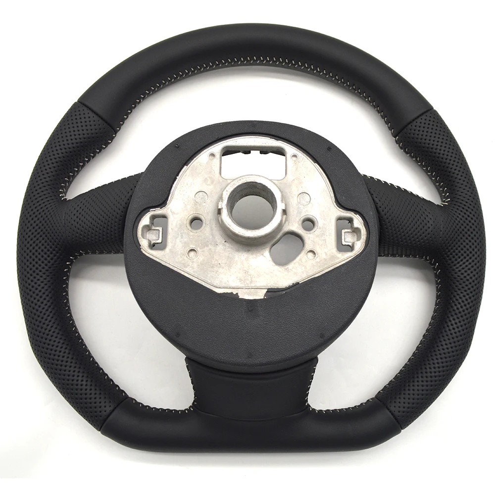 For Audi A4 B8 A5 Q3 Q5 Q7 Black semi perforated multifunctional steering wheel without paddles or markings