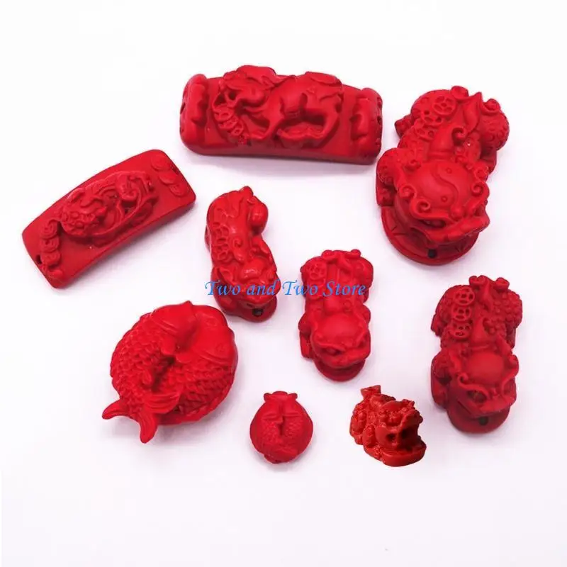

HX6F Natural Handmade Pixiu Charm Beads Lucky Amulet Pendant Jewelry Making