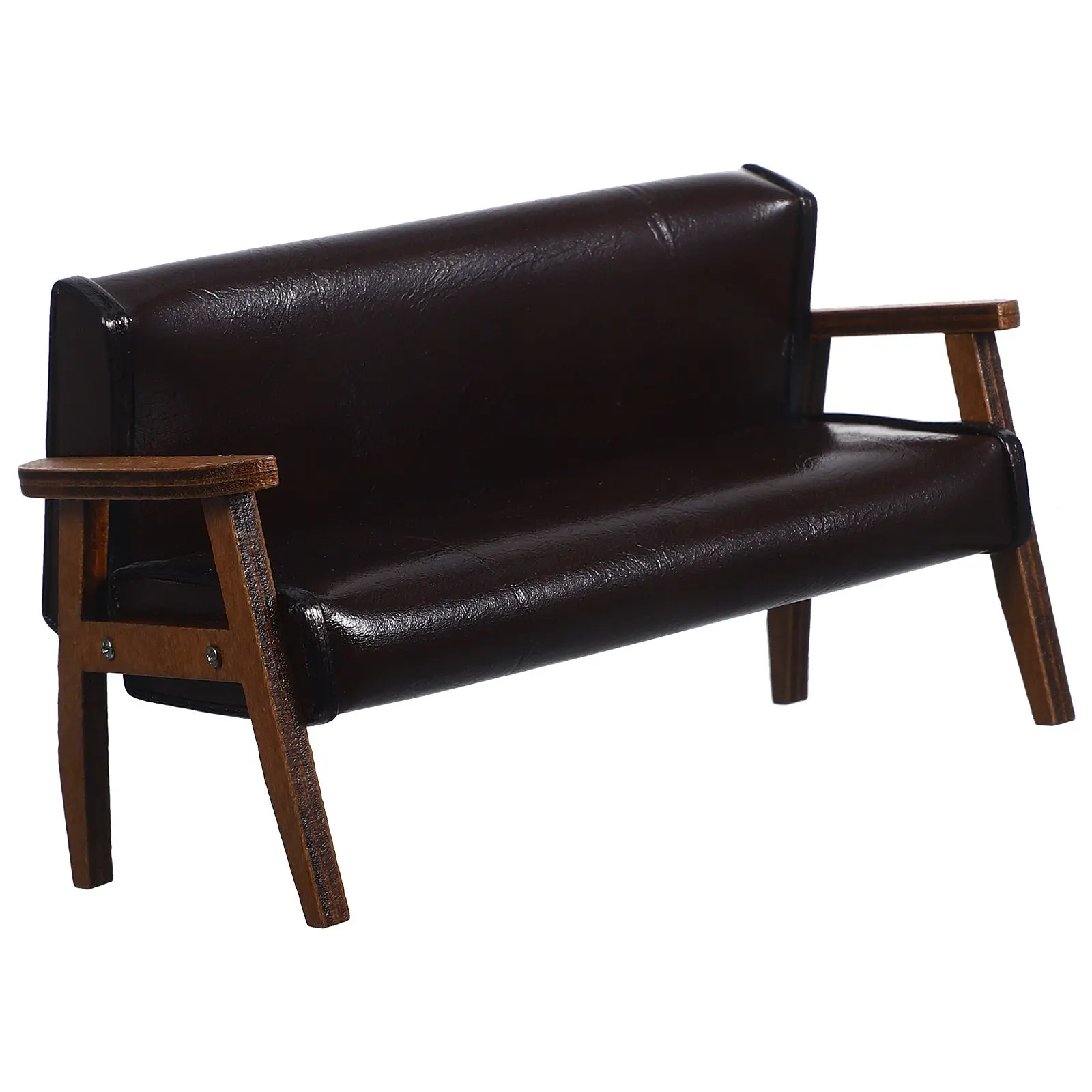 

Mini Sofa Chair Wooden Vintage Style for Mini House Decoration and Photography Prop Miniature Armchair Furniture