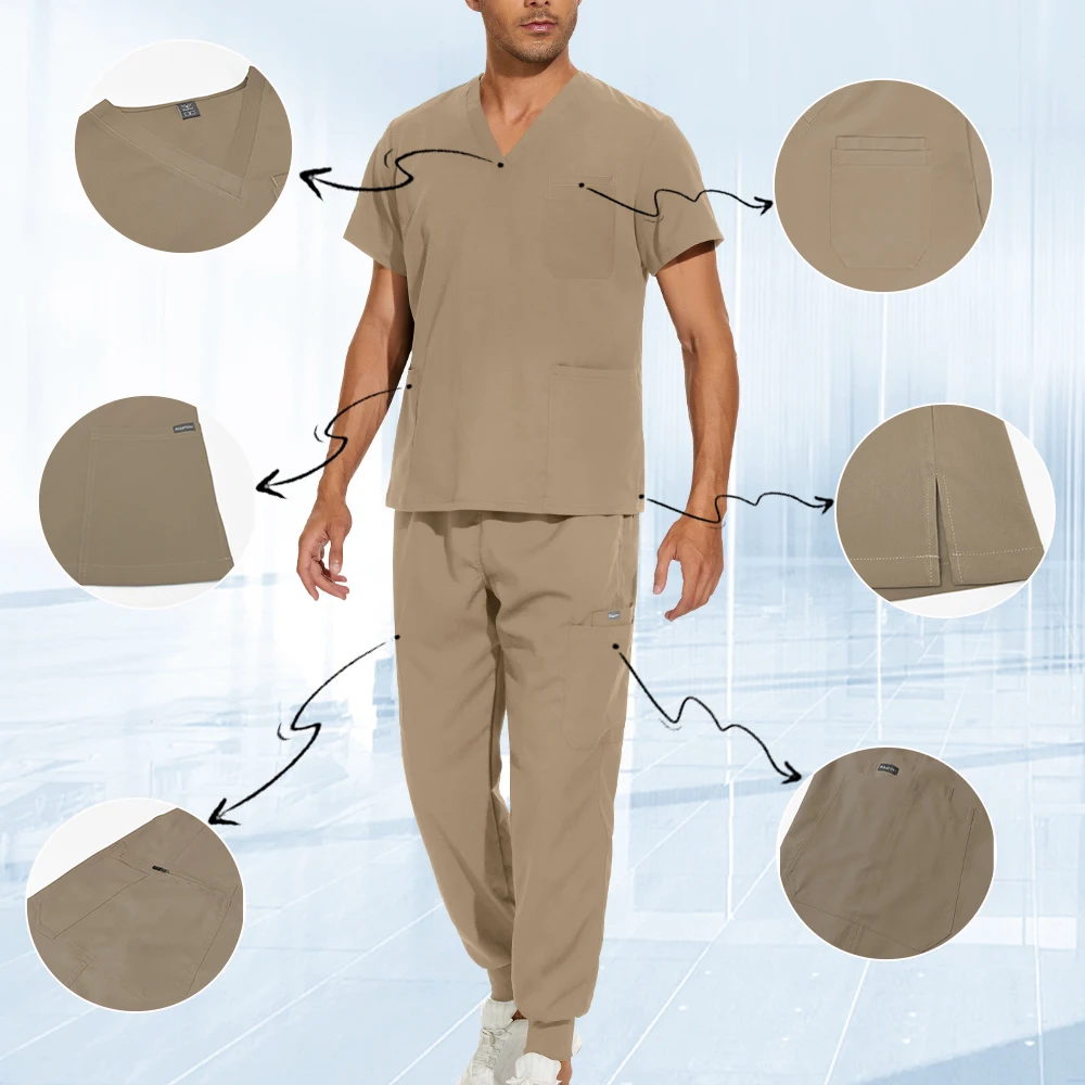 التجميل عمال النساء الزي الطبي السريري معاطف للأطباء والممرضات الجراحية فرك مجموعة الصيدلة مختبر أعلى السراويل عيادة التمريض الملابس #3