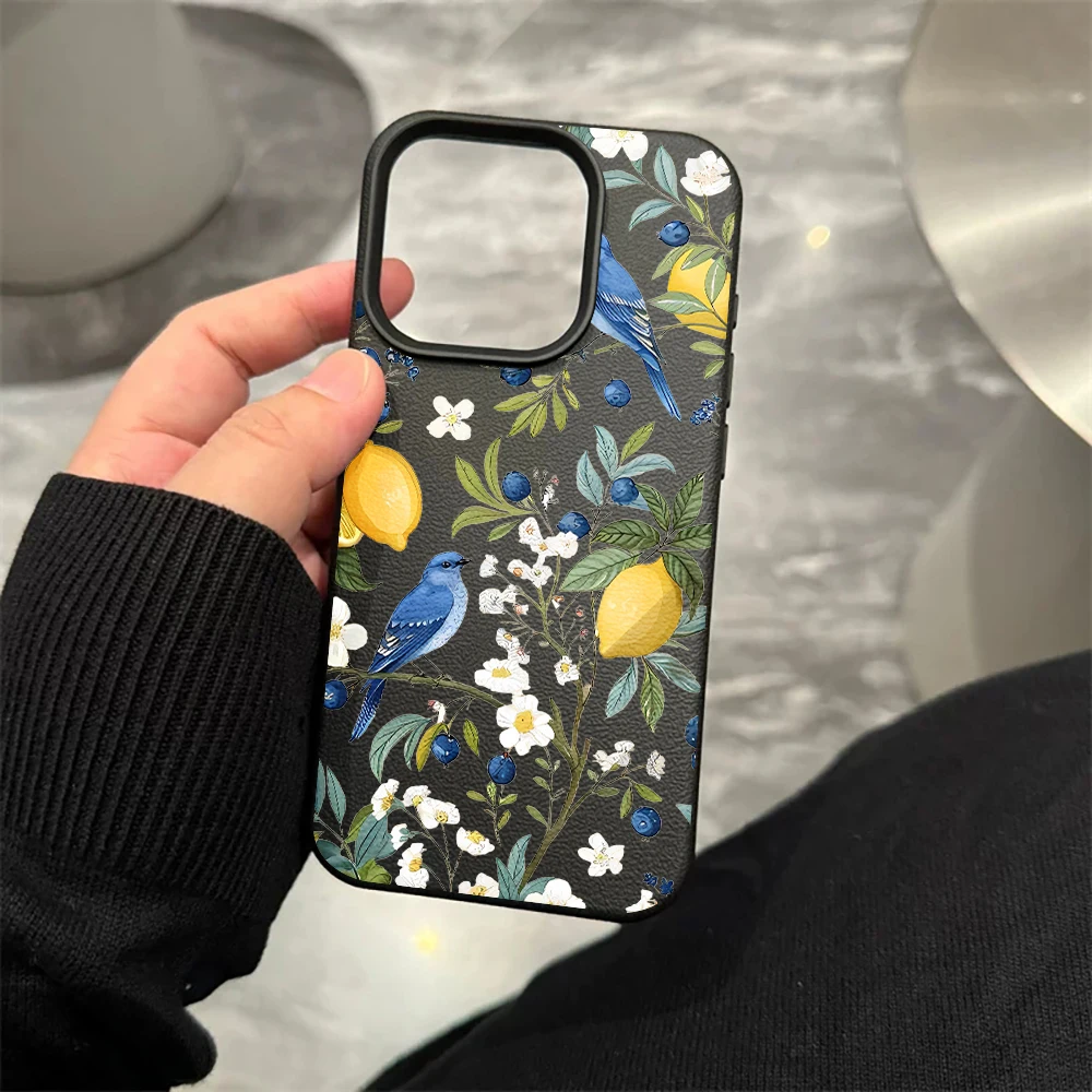 Blue Bird Lemon Handyhülle für iPhone 17 16 15 14 13 12 Pro Max 16 15 14 Plus 17 16 15 14 13 12 Pro 17Air Silikon-Matt-Cover – Detail 8