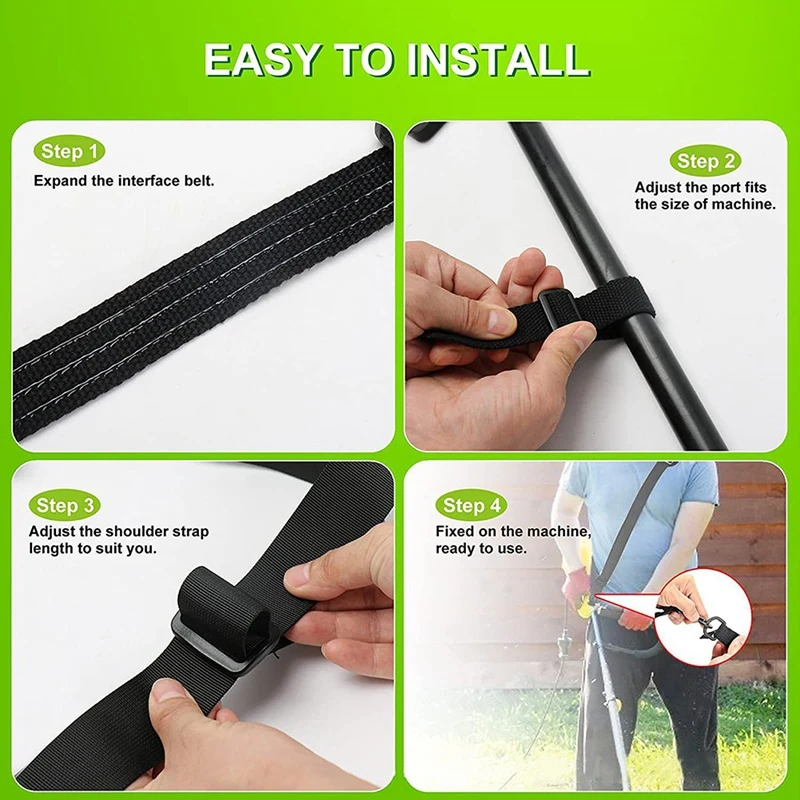 2PCS Shoulder Strap Nylon Padded Belt Shoulder Strap Harness For Lawn Mowers Garden Tool Accessories Black