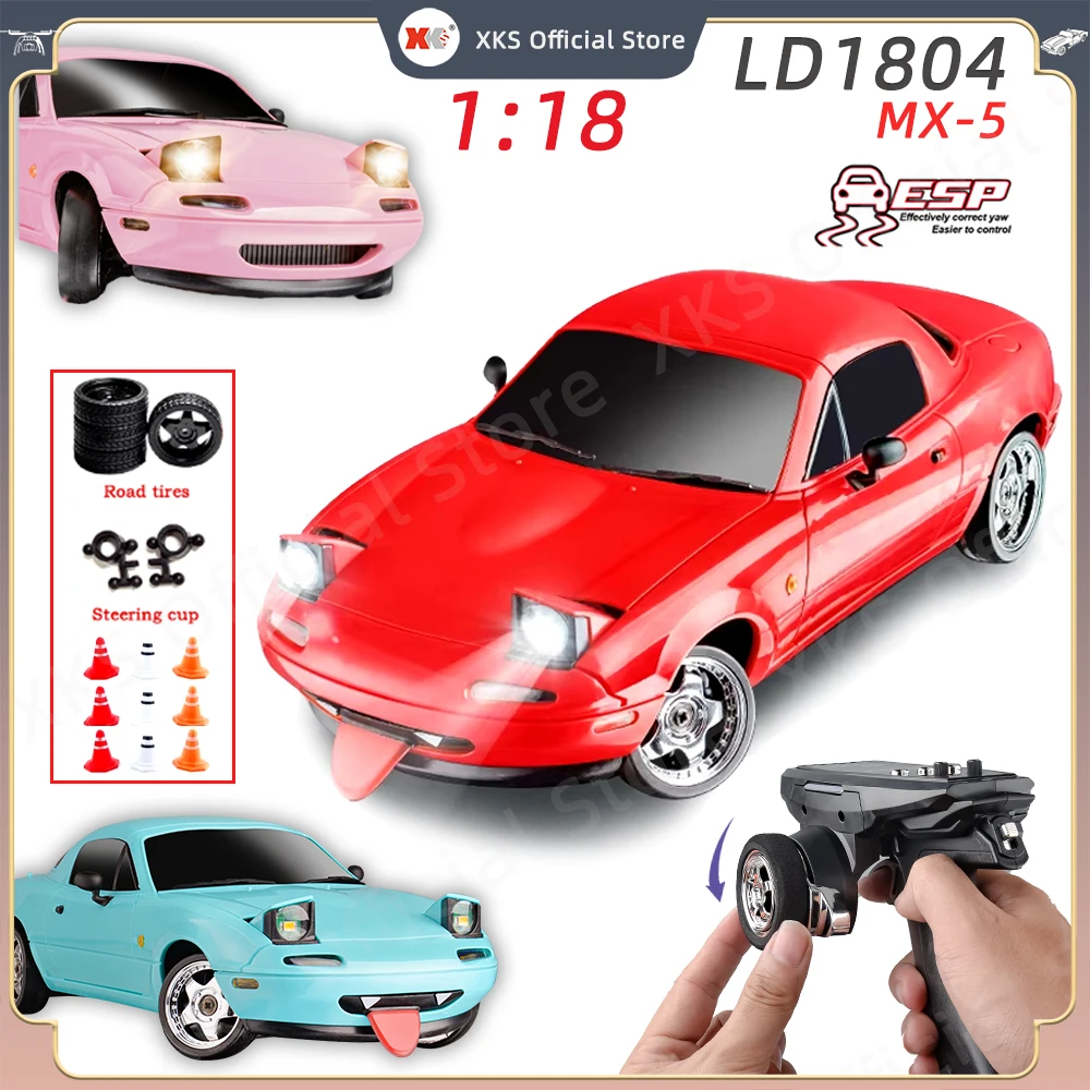 LDRC LD1804 RC Drift Car 1/18 Model  2.4G 2WD ESP Gyroscope LED Lights Full Scale Controlled Model Children Car Toys Gifts