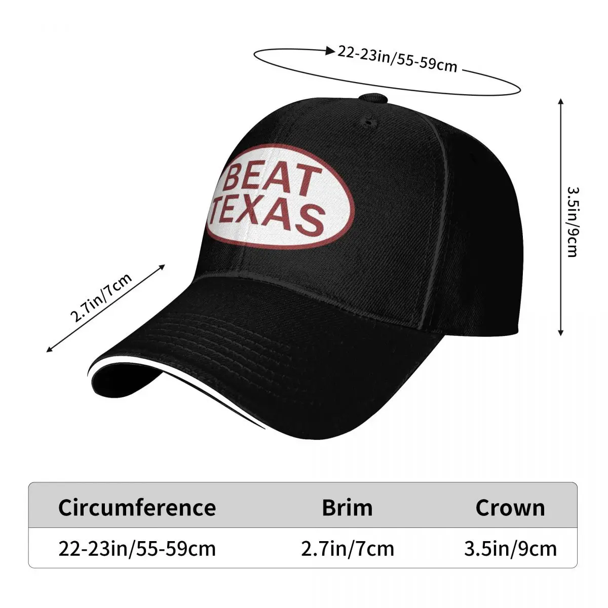 The Switzer (تصميم يعتمد على قبعة "Beat Texas") قبعة بيسبول فاخرة للرجال قبعة شهم قبعات مخصصة للرجال والنساء