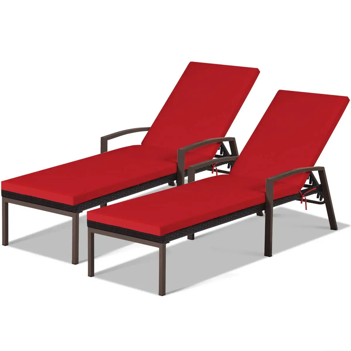 with 5-Position Adjustable Backrest, Soft Cushion & Arm rest, Pool Recliner Set of 2 for Poolside, Deck, Backyard