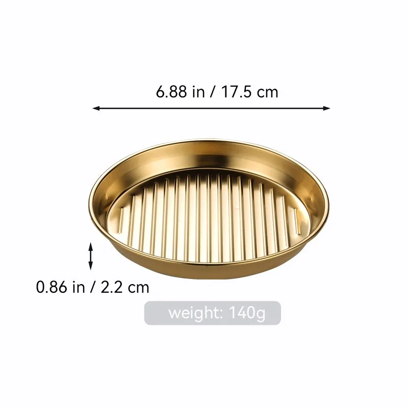 

Barbecue Plate Grilled Dish Round Serving Plates Metal Camping Stainless Salad Dinner