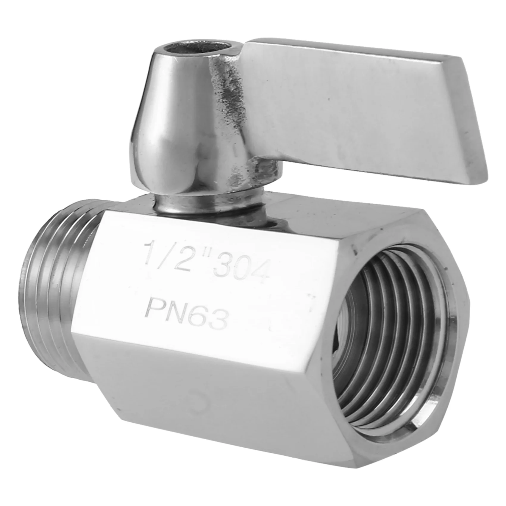 

304 Stainless Steel Mini Ball Valve(1/2 Inch Female X Male) NPT Thread, Water Flow Regulator Head Control Valve