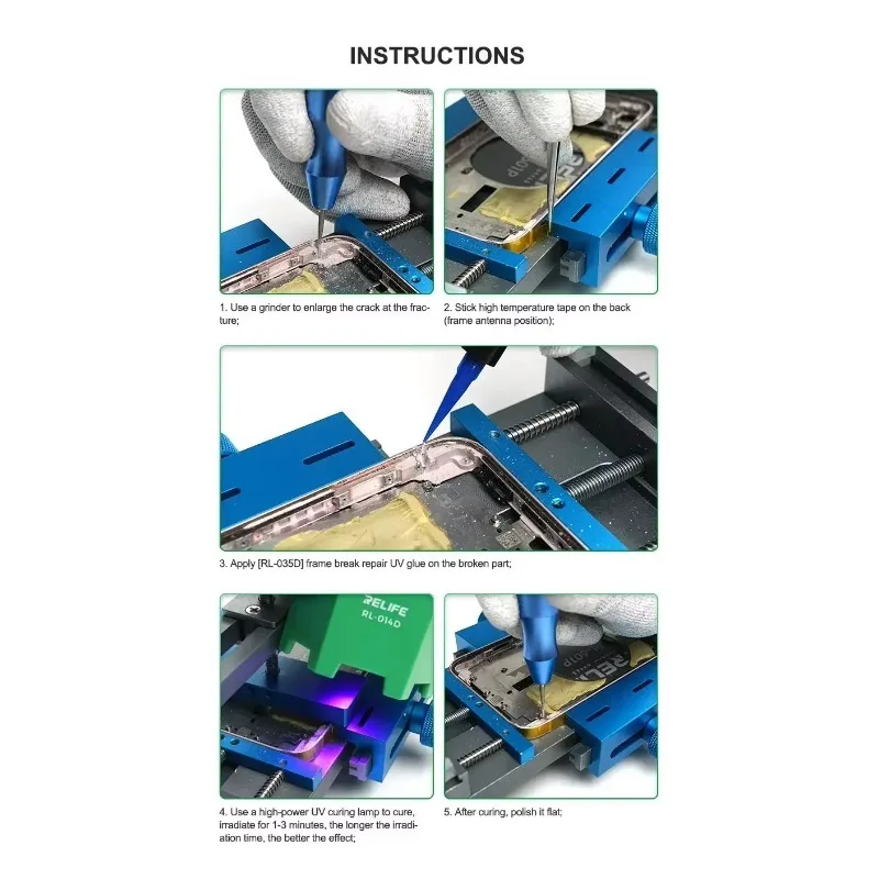 Relife RL-035D Broken Frame Repairing Adhesion Strong High Hardness Fast Curing Not Damage LCD Middle Frame Repair Tool