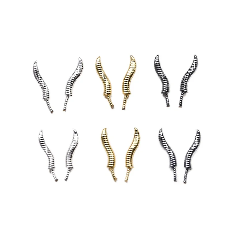 6PCS 3 * 10mm copper plated real gold sheep horn witch fairy antenna DIY handmade jewelry pearl Baroque basic material ornament