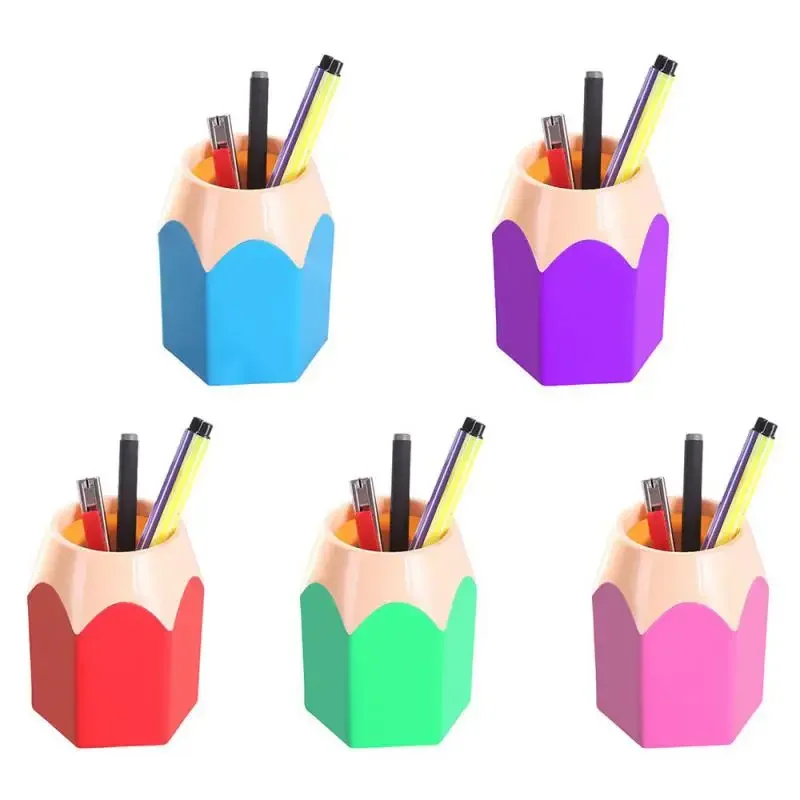 Pencil Pot Creative Make Up Brush Pen Vase Holder Container Stationery Plastic Desk Organizer Tidy School Office Supplies