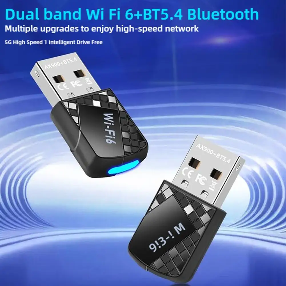 

2 в 1 Bluetooth 5.4 USB WiFi 6 Адаптер 900 Мбит/с Беспроводная сетевая карта Двухдиапазонный 2,4G 5G USB-ключ Быстрое стабильное подключение