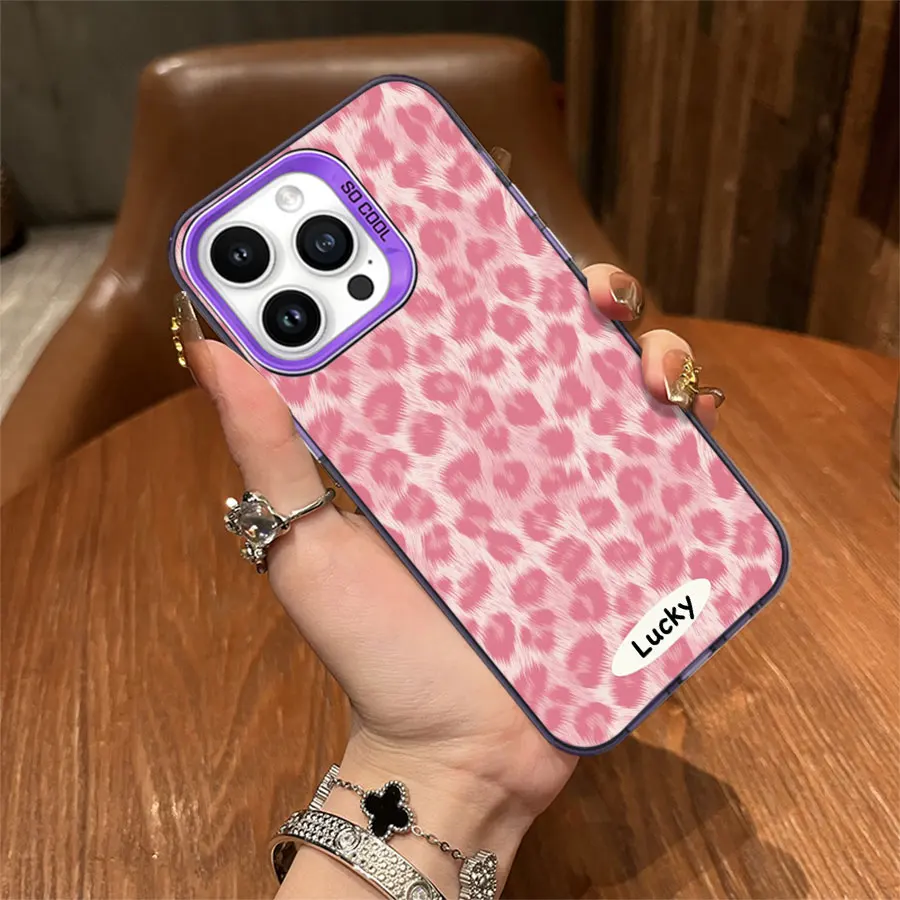 핑크 레오파드 프린트 행운의 아이폰 케이스 (아이폰 17부터 11 프로 맥스 플러스까지)
