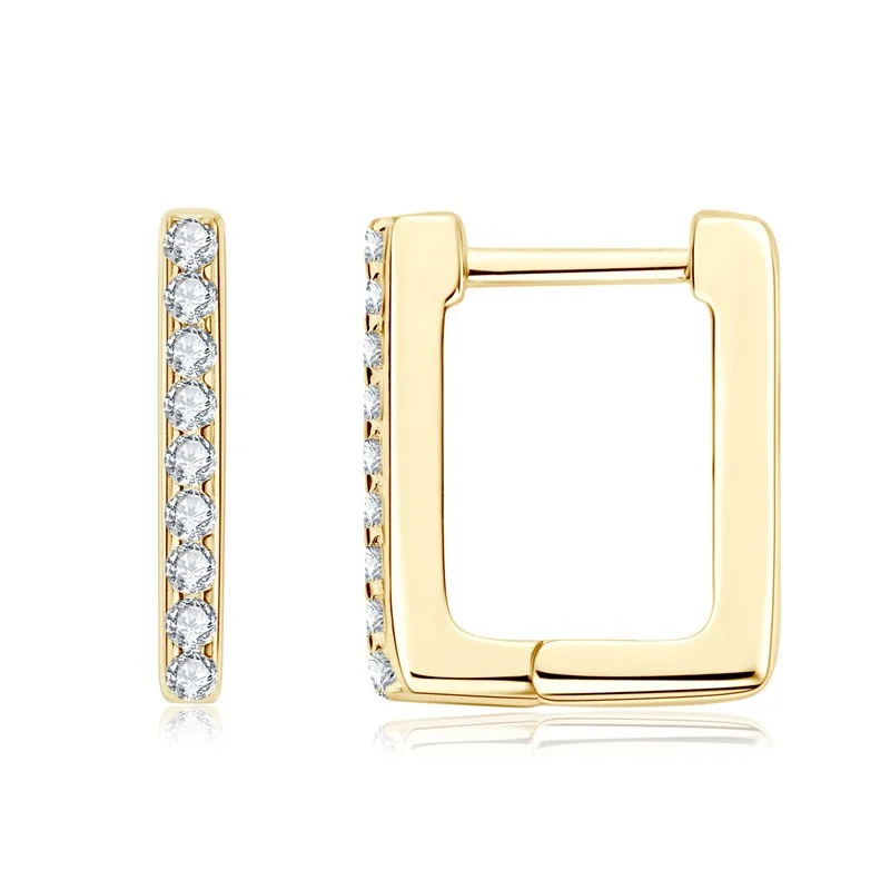 

EMO-252 Lefei Fashion Trendy Design Luxury 0.135 Ct Moissanite Rectangle Hoop Earrings For Women Silver S925 Party Jewelry Gifts