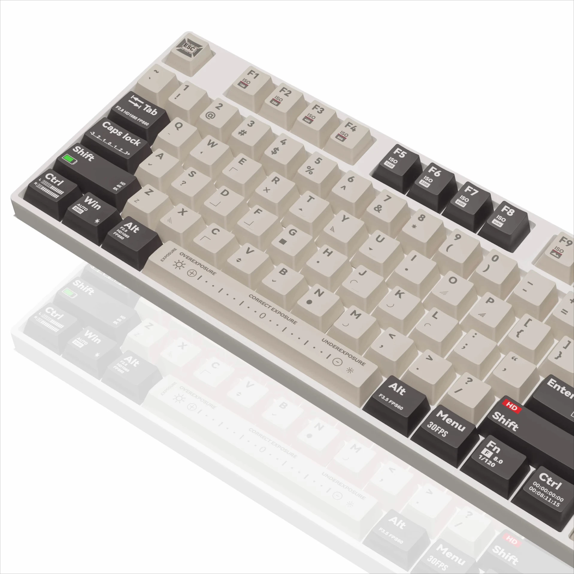 

Camera parameters Theme keycaps Original PBT sublimation mechanical keyboard special cross satellite shaft men and women