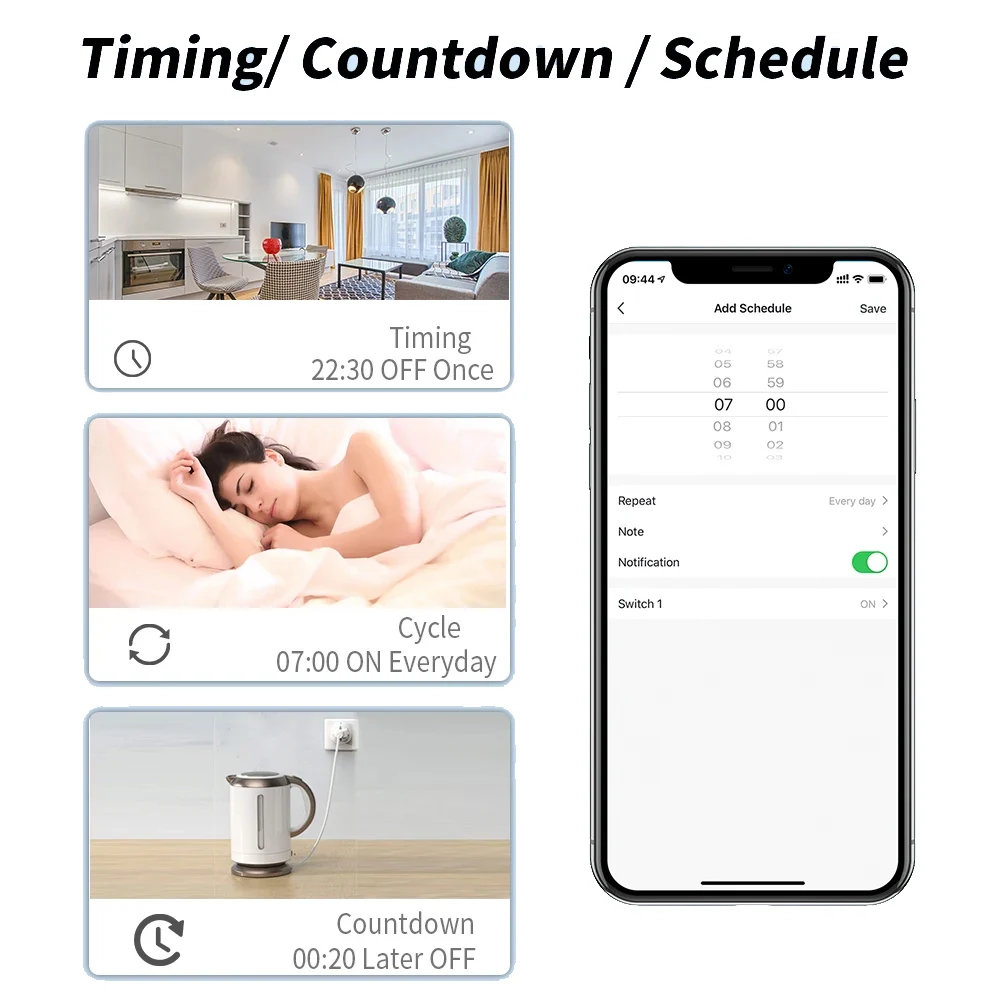 Inteligentny przełącznik WiFi RF Tuya AC 110V 220V 2-kanałowy przekaźnik bezpotencjałowy i bezprzewodowy pilot 433MHz współpracujący z Google Assistant, Alexa — zdjęcie produktu 4