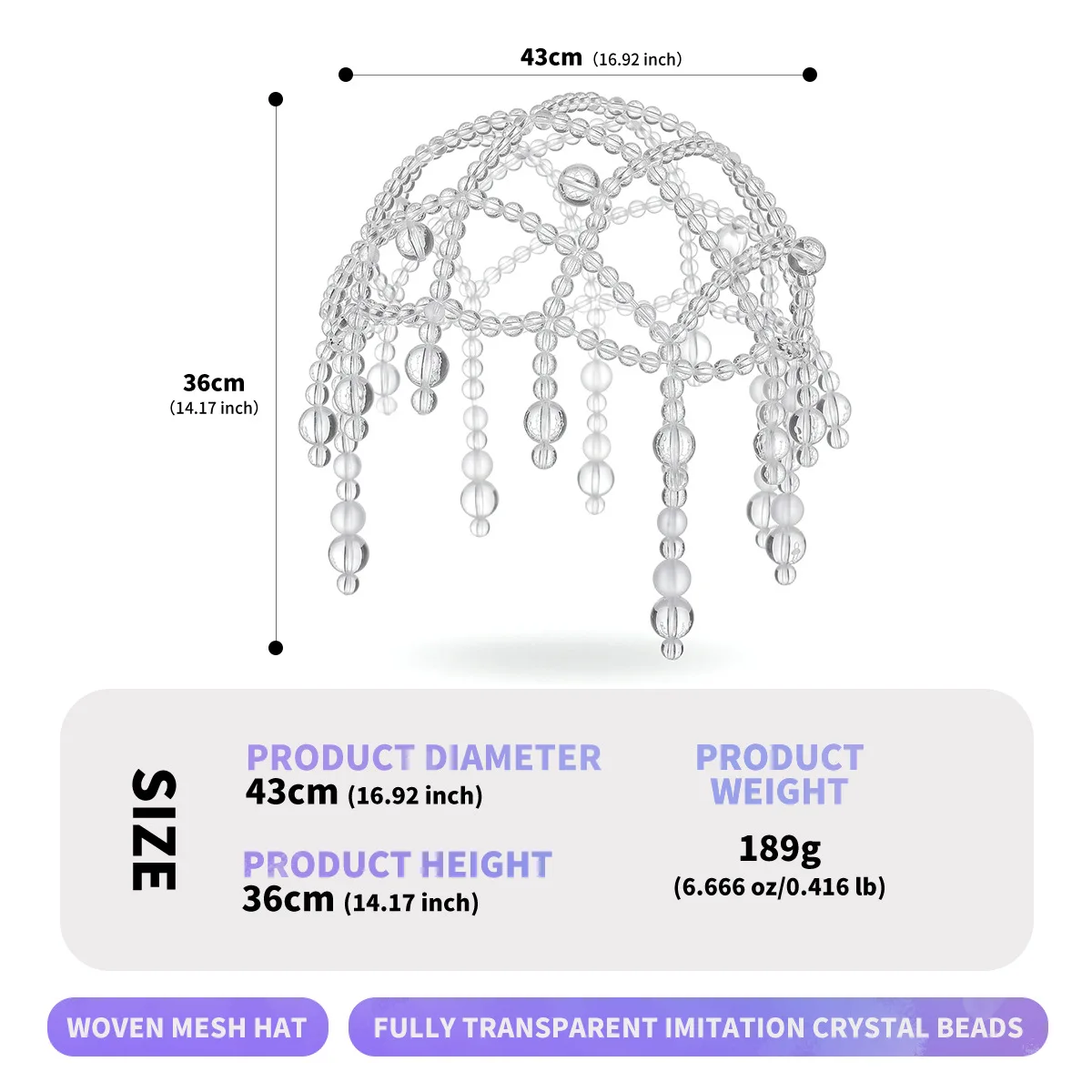 SLBRIDAL Handgefertigtes Charm-Netz mit Kristallperlen-Tropfen, Perlenbesetztes Haarnetz, Braut-Haaraccessoires für Frauen und Mädchen, Kopfschmuck – Detail 6