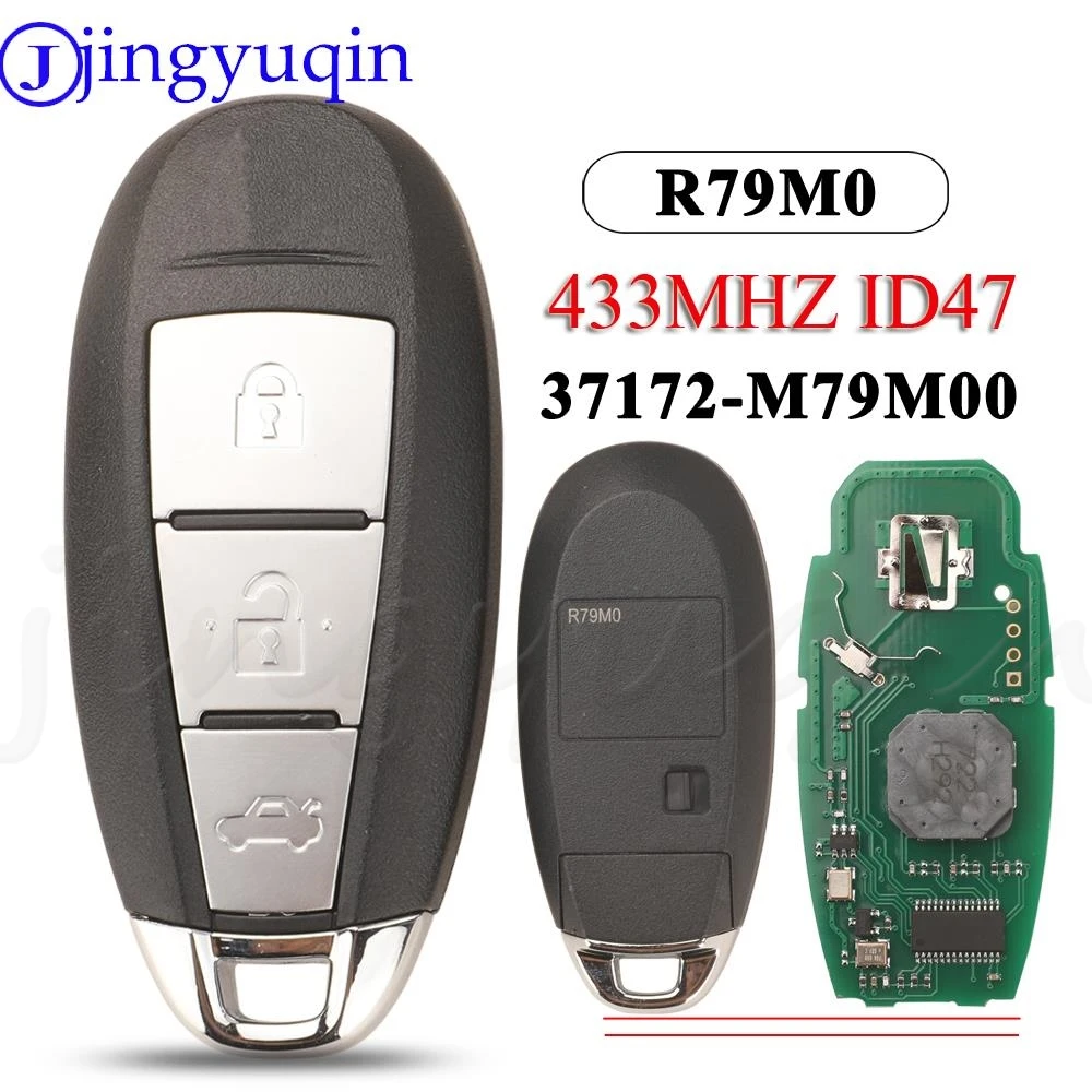 

jingyuqin 3Buttons R79M0 Smart Remote Car Key Fob 433MHz ID47 Chip For Suzuki Ciaz 2015+ 37172-M79M00 2013DJ1474