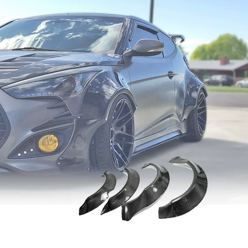 Carbon fiber Wheel Eyebrow Fender Flares Arch for Hyundai Veloster 11-15 modified Resin side Protector Mudguard