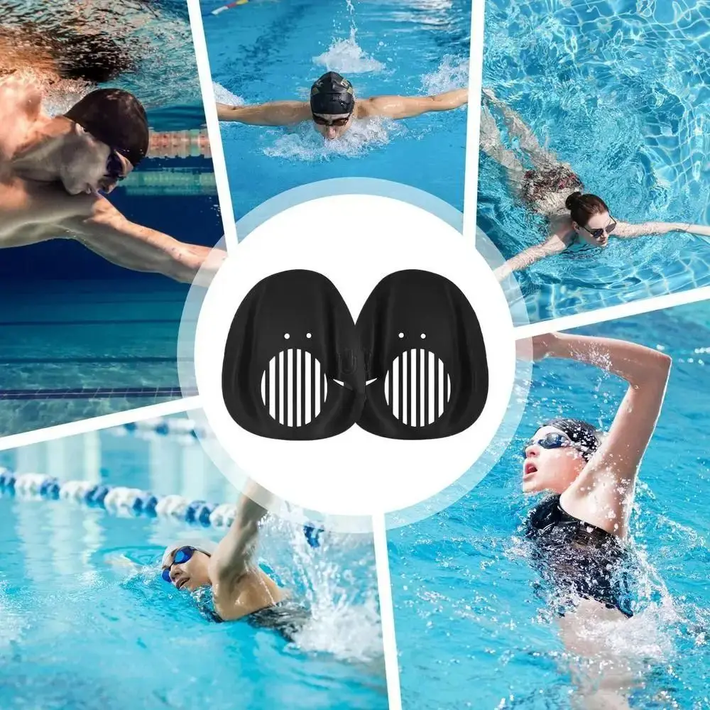 1Pair Webbed Swimming Hand Paddles With Adjustable Straps Ergonomic Swim Training Hand Fins Comfortable Diving Gloves