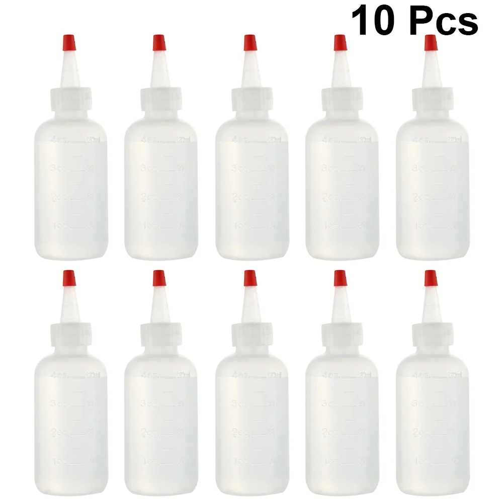 10 Pcs Hair Color Bottle Applicator Squeeze Bottles Sauce with Cap Pointed Mouth