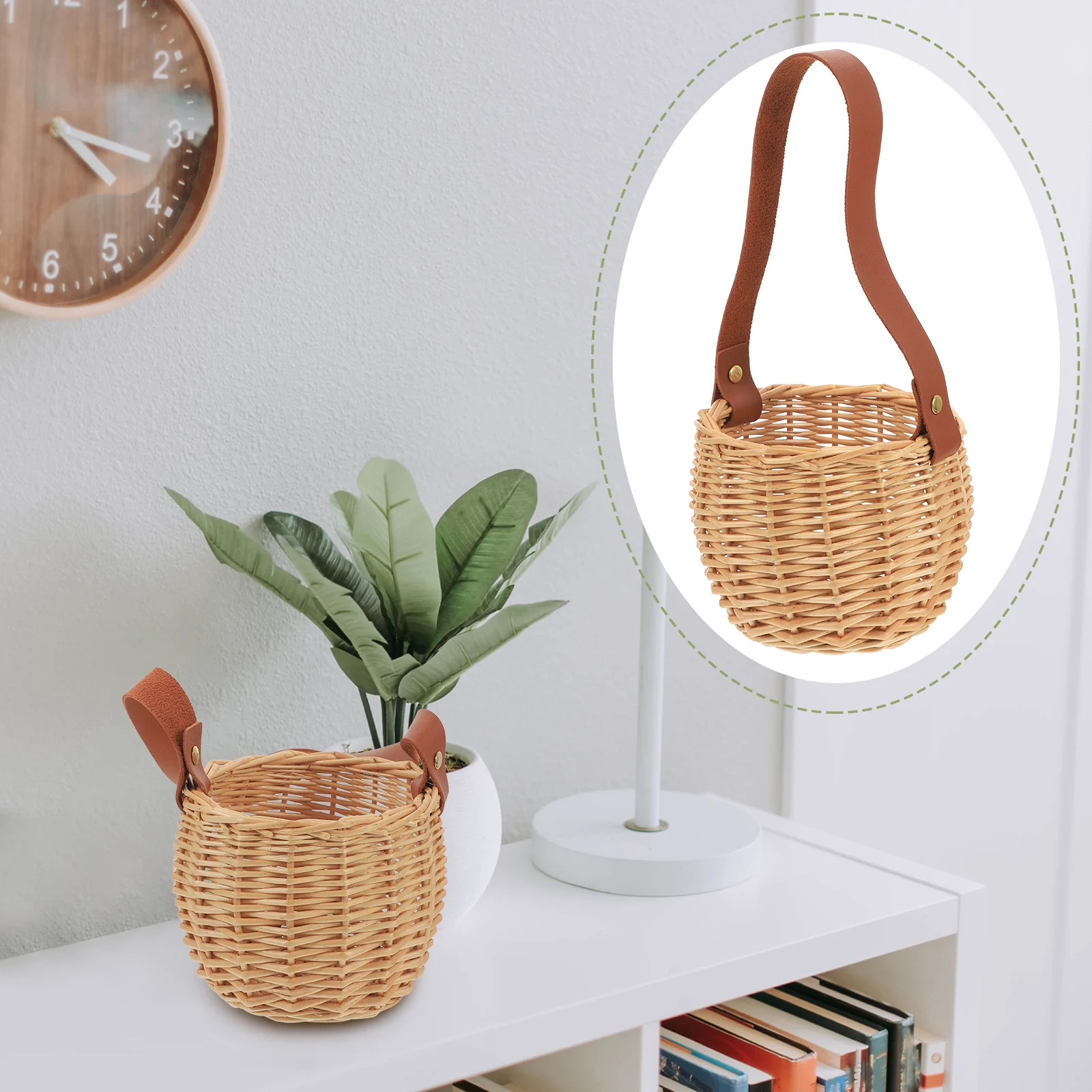 

Premium Rattan Woven Storage Basket Multi-Functional Home Decorative Flower Hamper Mini Handheld Wedding Gift