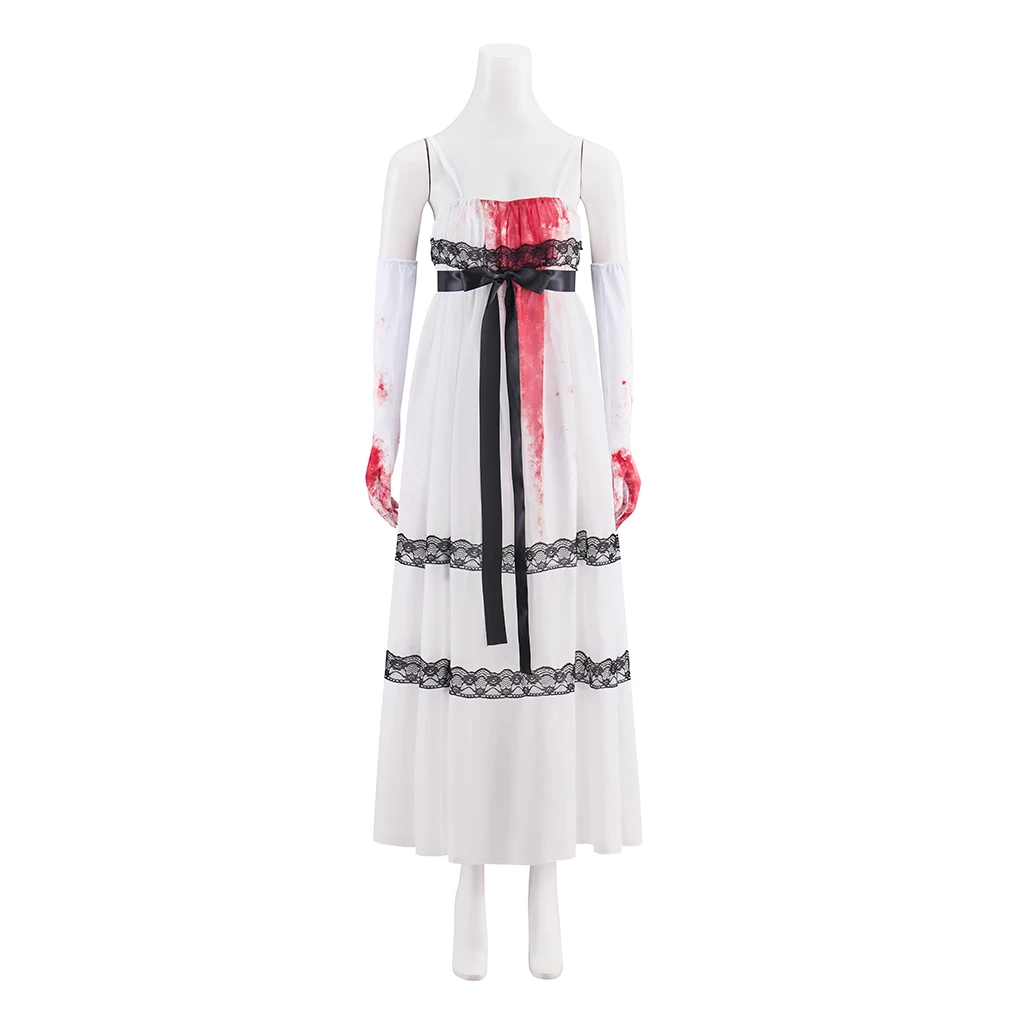 Фильм Дженнифер's Body Косплей Jennife Костюм Женское Белое Платье с Перчатками Хэллоуин Косплей Шоу Ужас Вечеринка Наряд