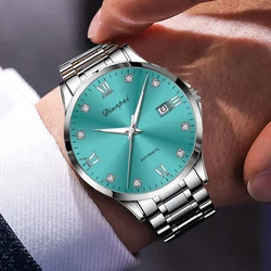 Fully automatic mechanical watch minimalist casual business calendar men's watch waterproof stainless steel band men's watch