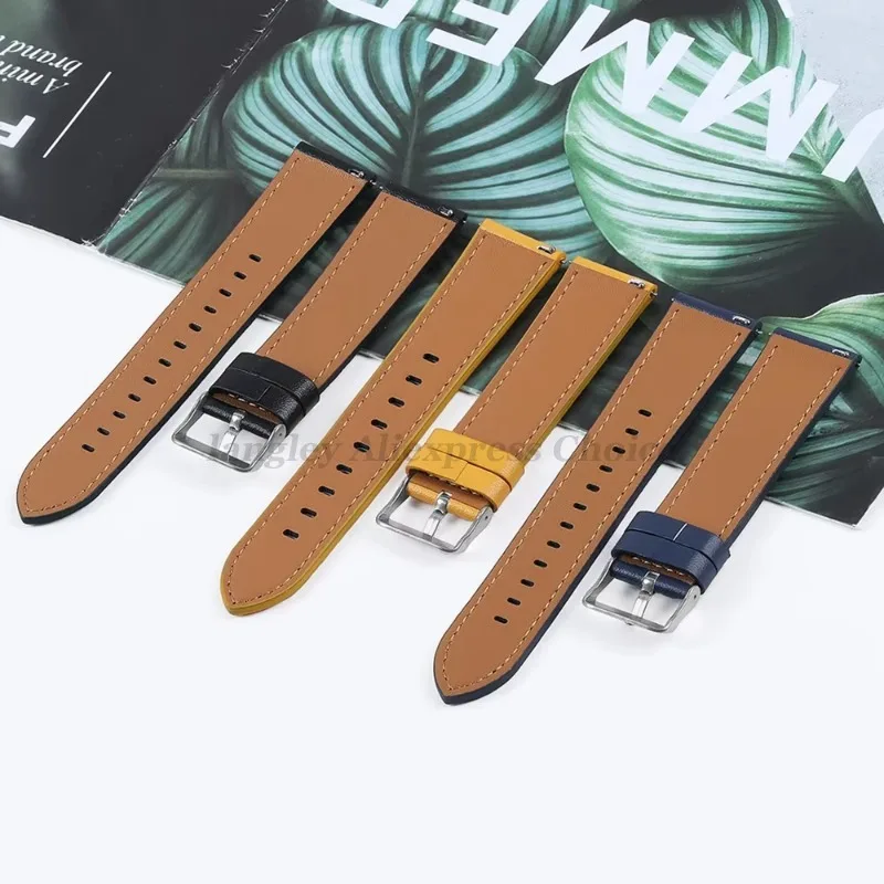 20 มม.22 มม.สายนาฬิกาหนังแท้สําหรับนาฬิกา Huawei GT4/3 Pro สําหรับ Amazfit GTR สร้อยข้อมือ QUICK RELEASE ผู้ชายผู้หญิงสายรัดข้อมือ