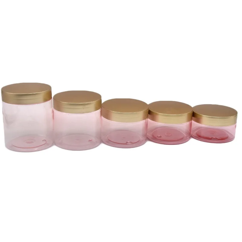 24Pcs Clear Pink Cream Jar Cosmetic Container 100g 120g 150g 200g 250g Refillable Portable Packaging Plastic Empty Face Mask Jar