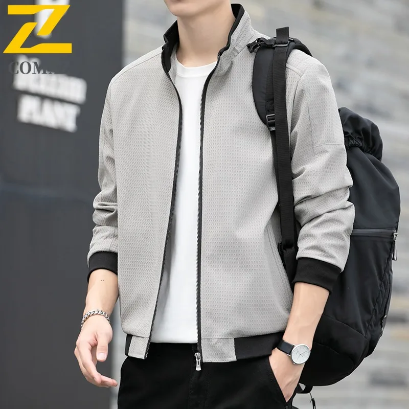 

COMXZ Baseball Jacket Mens New Retro High Street Loose Biker Short Coat Casual Workwear Men Fashion Spring And Autumn Clothing