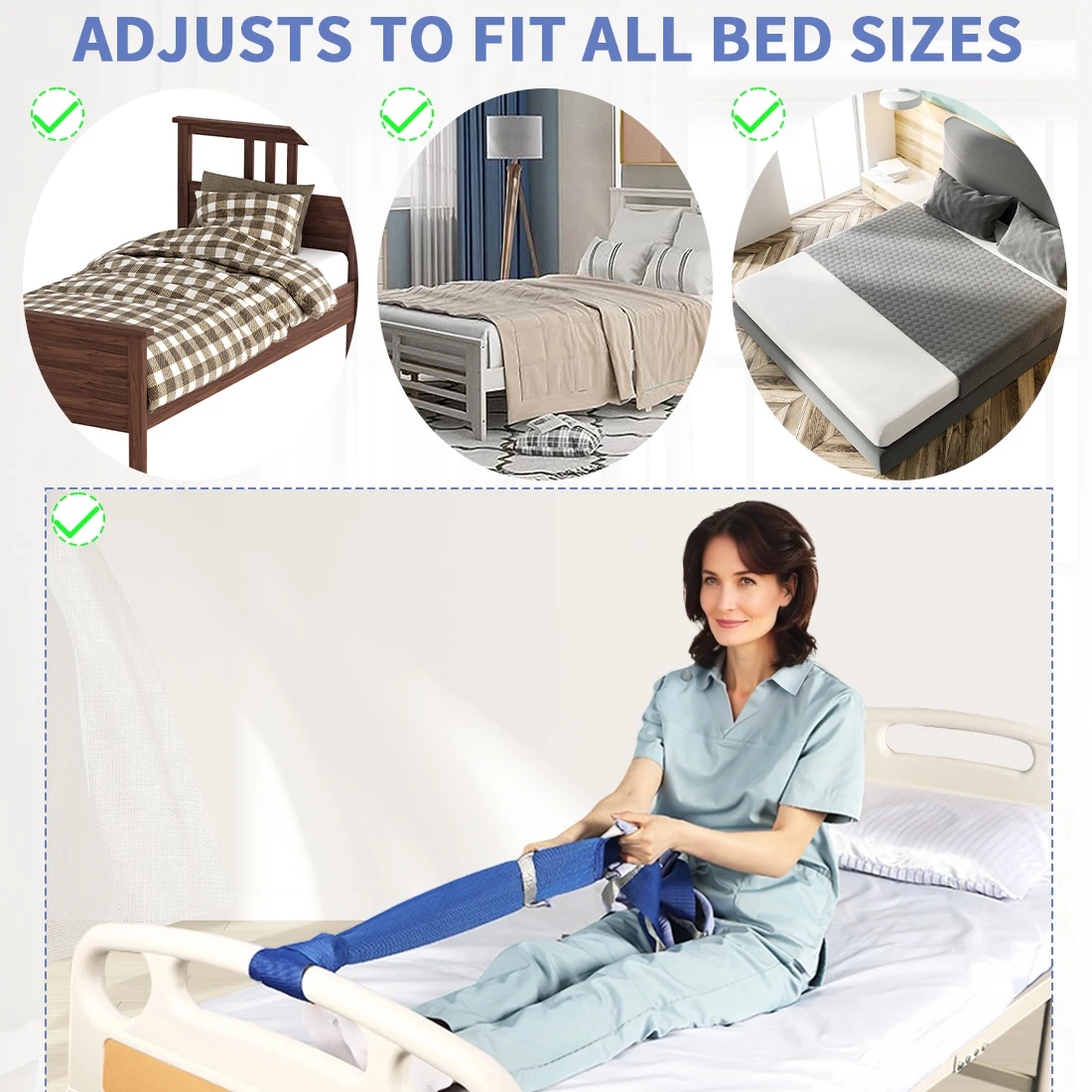 

Ehucon Помощник при подтягивании, Ремень-лестница для кровати, Адаптивный ремень для подъема, Приспособления для повседневной жизни с ручкой для пожилых людей