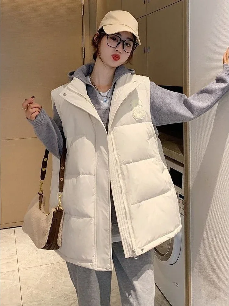 

Korean Style Women's Autumn Winter Down Cotton Vest Casual Cape Jacket Youthful Design