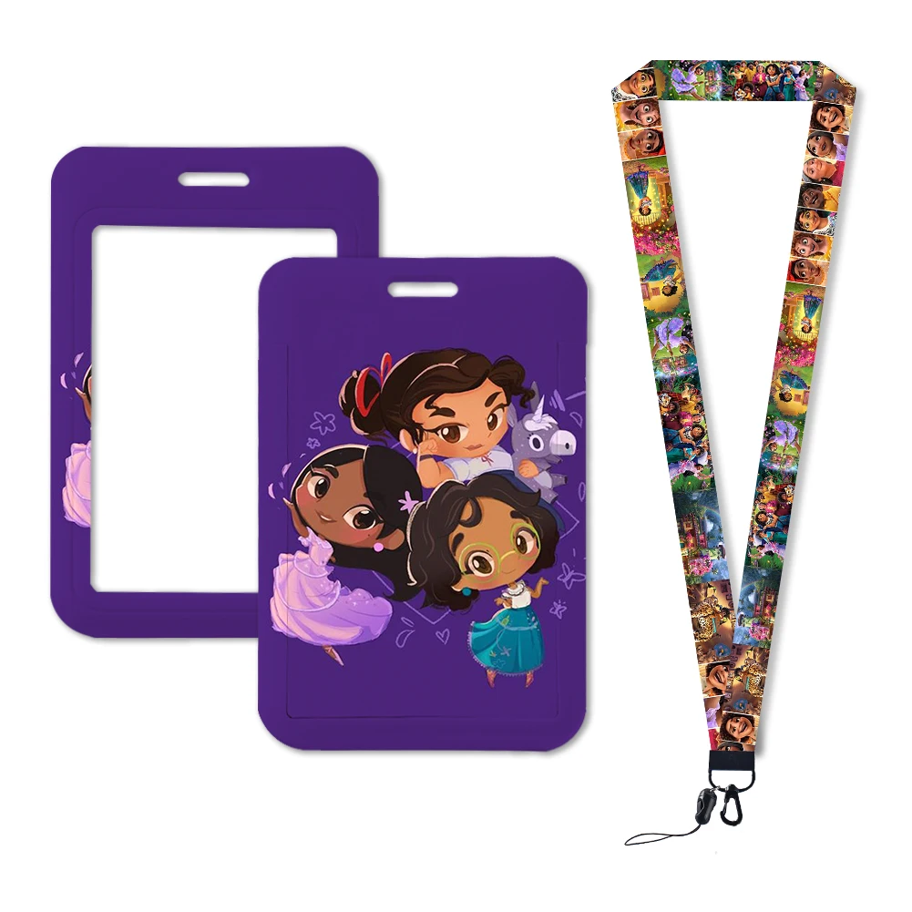 Film Disney Encanto Mirabel Lanyard gantungan kunci lucu lencana pemegang Id kartu kredit tali gantung Lanyard untuk kunci aksesoris hadiah