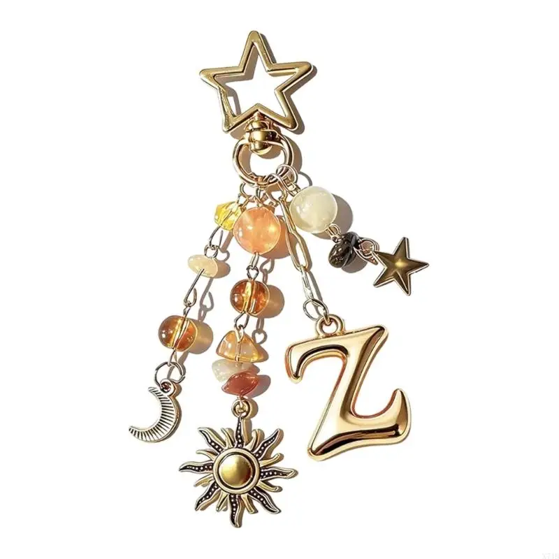 Letter Keychain Featuring Adorable Star Moon Design For Daily Use