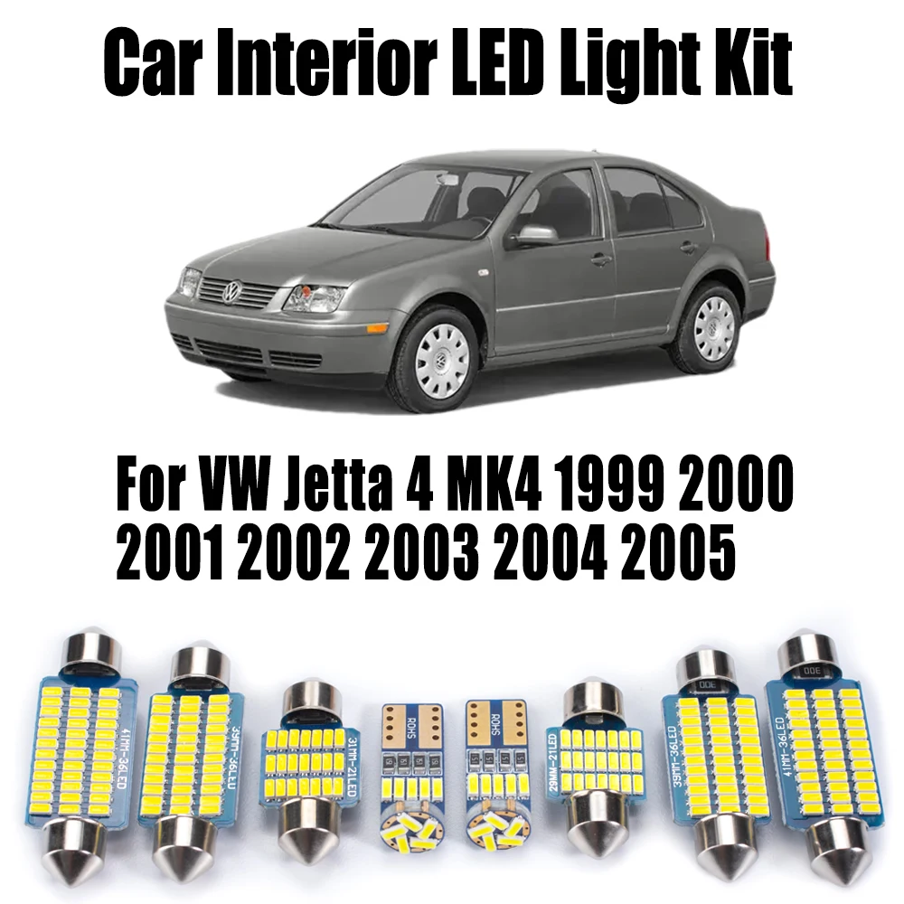 

12Pcs For VW Jetta 4 MK4 1999 2000 2001 2002 2003 2004 2005 LED Ceiling Bulbs Interior Map Vanity Mirror Light Kit Accessories