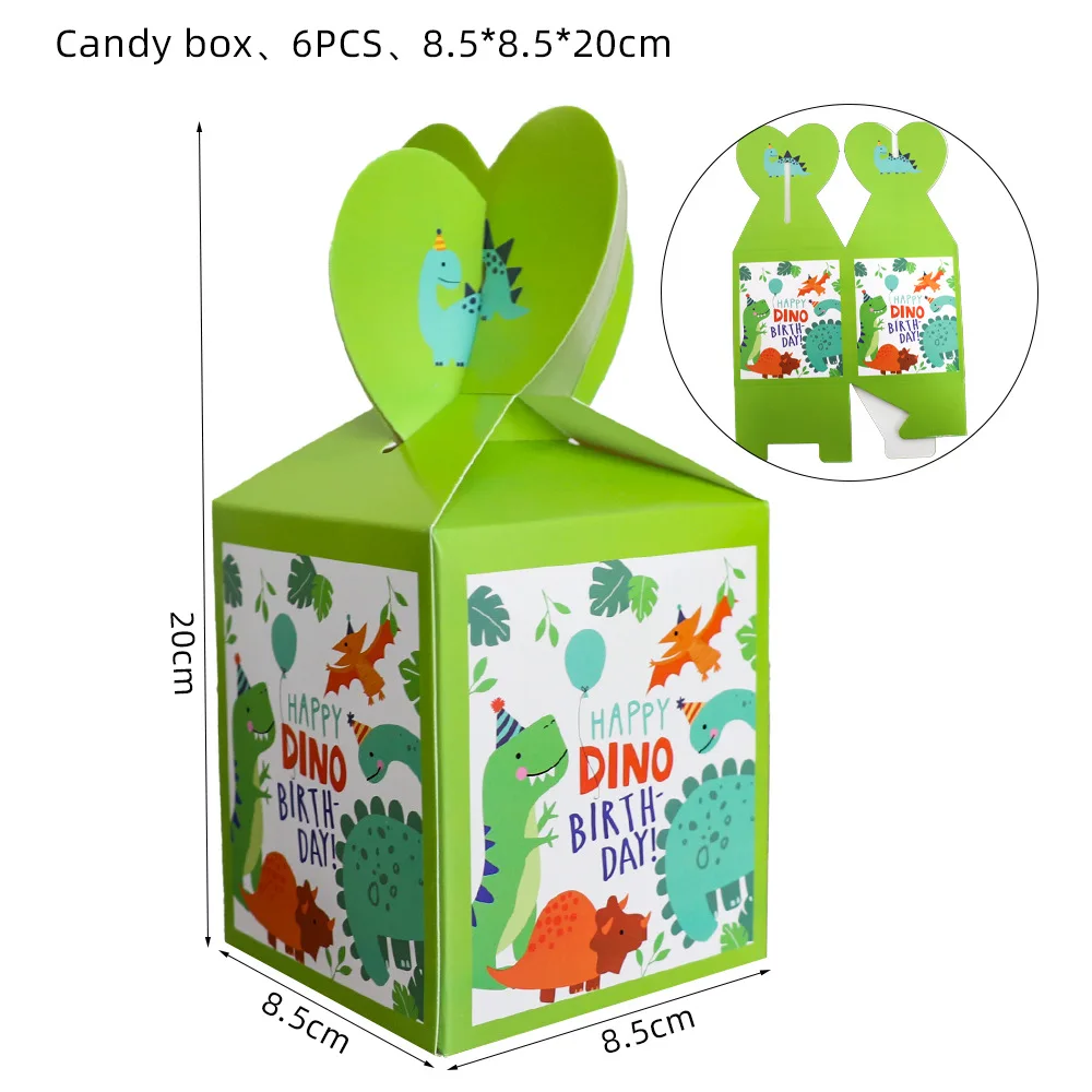 Dinosaur Theme Gift Candy Box for Kids, Birthday Party, Decoration Supplies, Paperboard, Surprise Boxes, Boys Favor, 6Pcs Lot