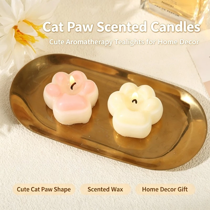 1PC Cute Cat Paw Shaped Candle Smokeless Healthy Solid Scented Candle Home Table Decor Party Decoration Ornament