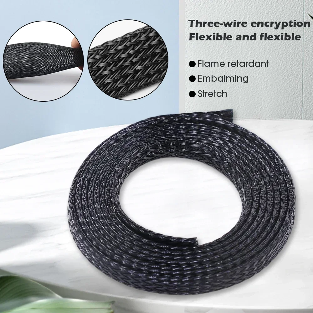 1m Braided Cable Management Sleeve Cord Protector Wire Loom Tubing for TV/Computer/Home Theater/Engine Bay Cord Mesh Wrap