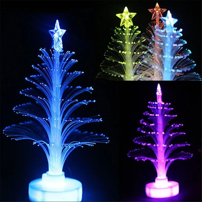 1Pcs Christmas Tree Lamp Light Colorful LED Fiber Optic Nightlight Children Xmas Gift  Decoration Night Light-Up Toy