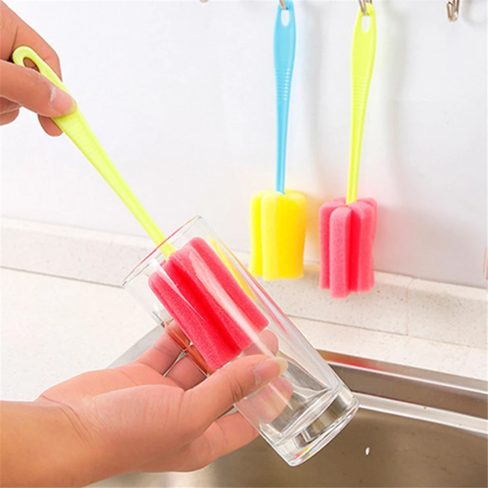 Scrubbing Plastic Feeding Sponge Baby Bottle Brush Cleaning Tool Nipple Cleaner