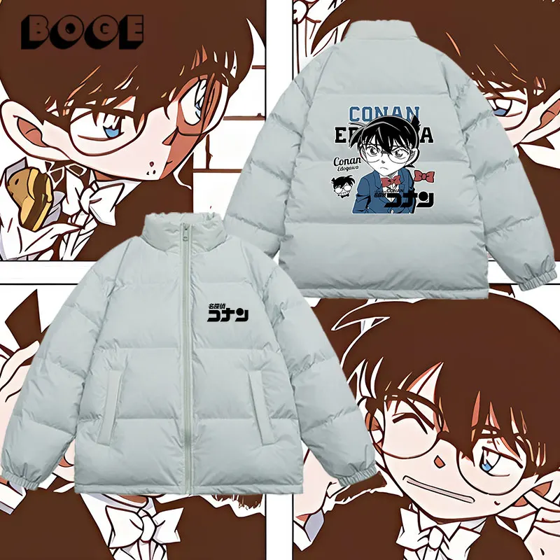 

Мужская зимняя стеганая куртка-пуховик в стиле Конана, повседневная верхняя одежда с мультяшным принтом, на молнии, с подкладкой, молодежная модная модель