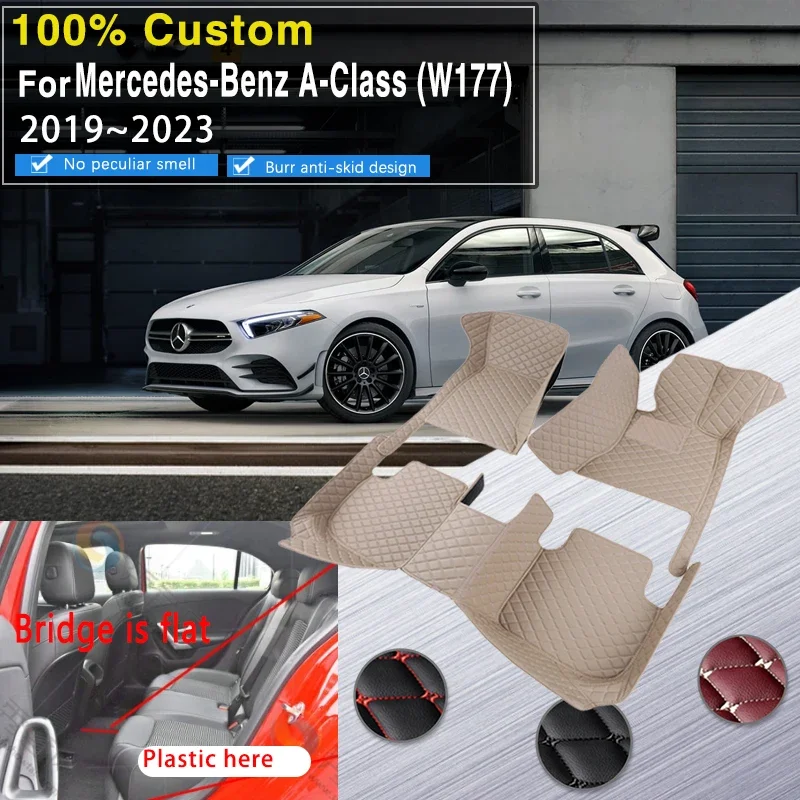 

3D автомобильные коврики для Mercedes-Benz A-Class W177 2018 ~ 2023 хэтчбек кожаный коврик автомобильные коврики Tapetes Para Carro автомобильный аксессуар