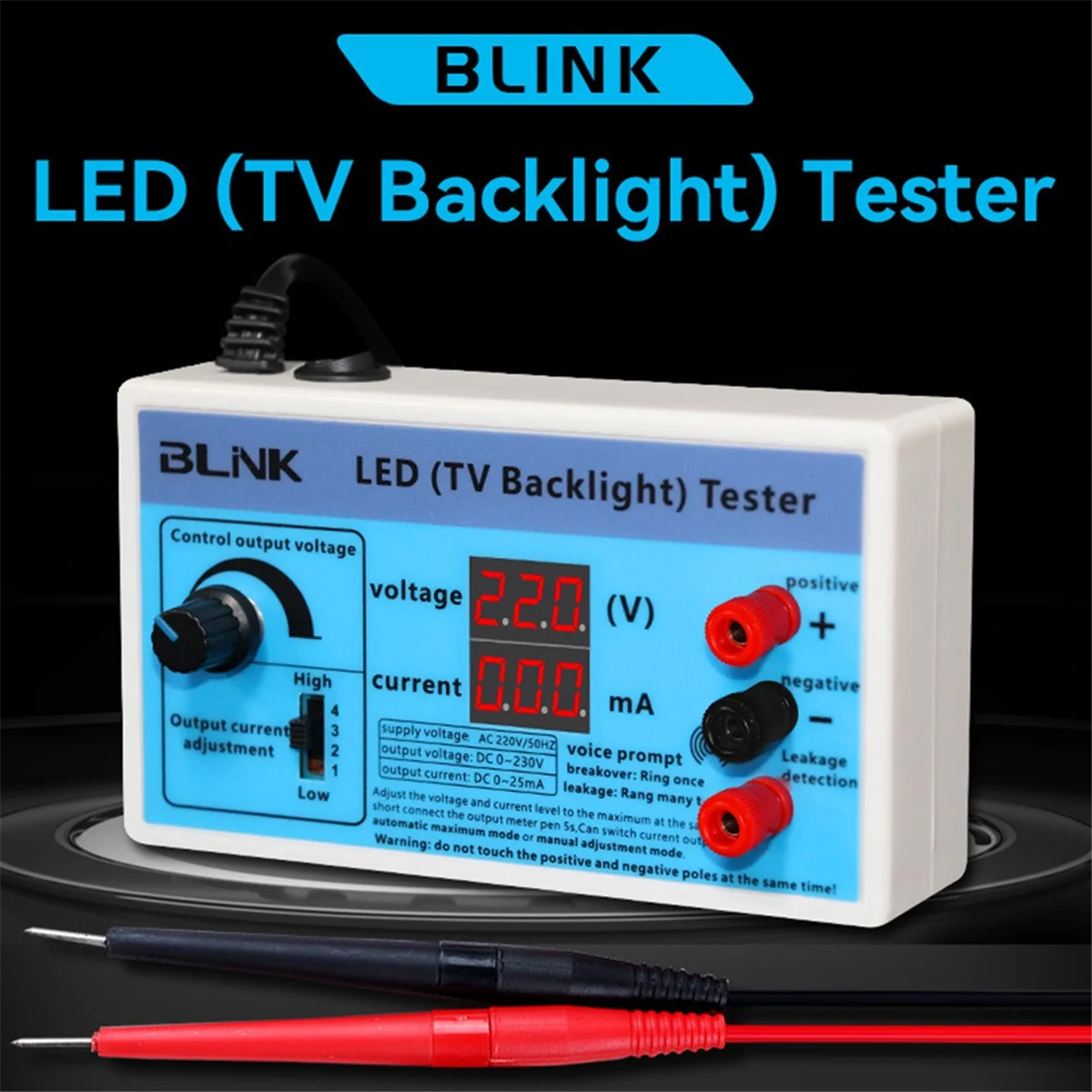ABAN  TV Backlight Tester Meter 0-230V Output Multipurpose LED Lamp Strip Bead Test Measurement Inspection Tool EU Plug