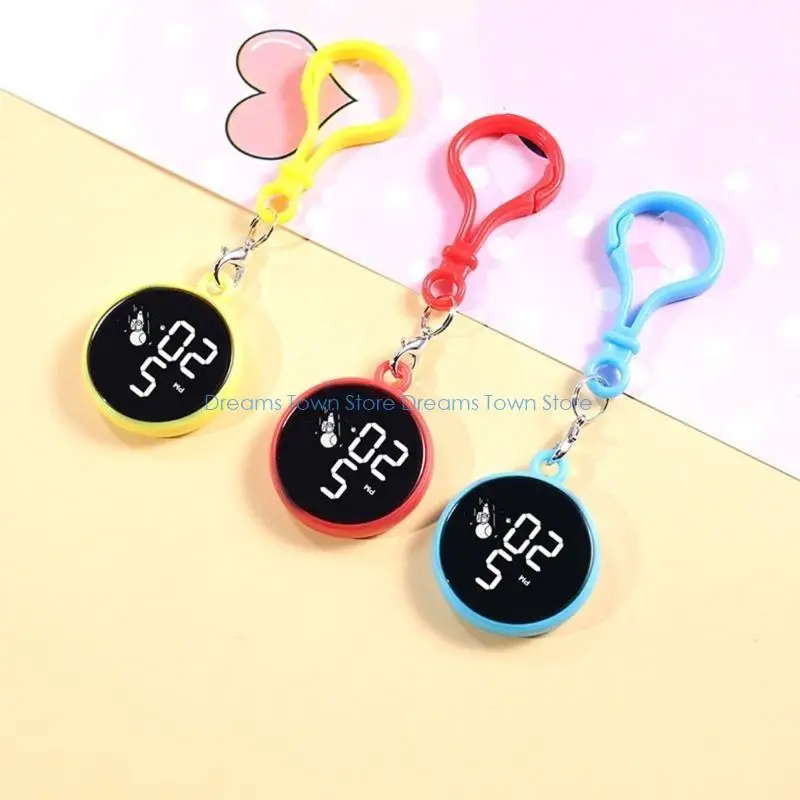 HX6A Unisex Electronic Hanging Watch Keychain Pocket Watch Digital Clock Kids Gift