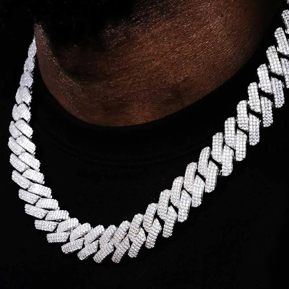 

20mm Thick Cuban Link Chain Hip Hop Jewelry Crystal Miami Gold Silver Two Color Iced out CZ Cuban Chain Necklace