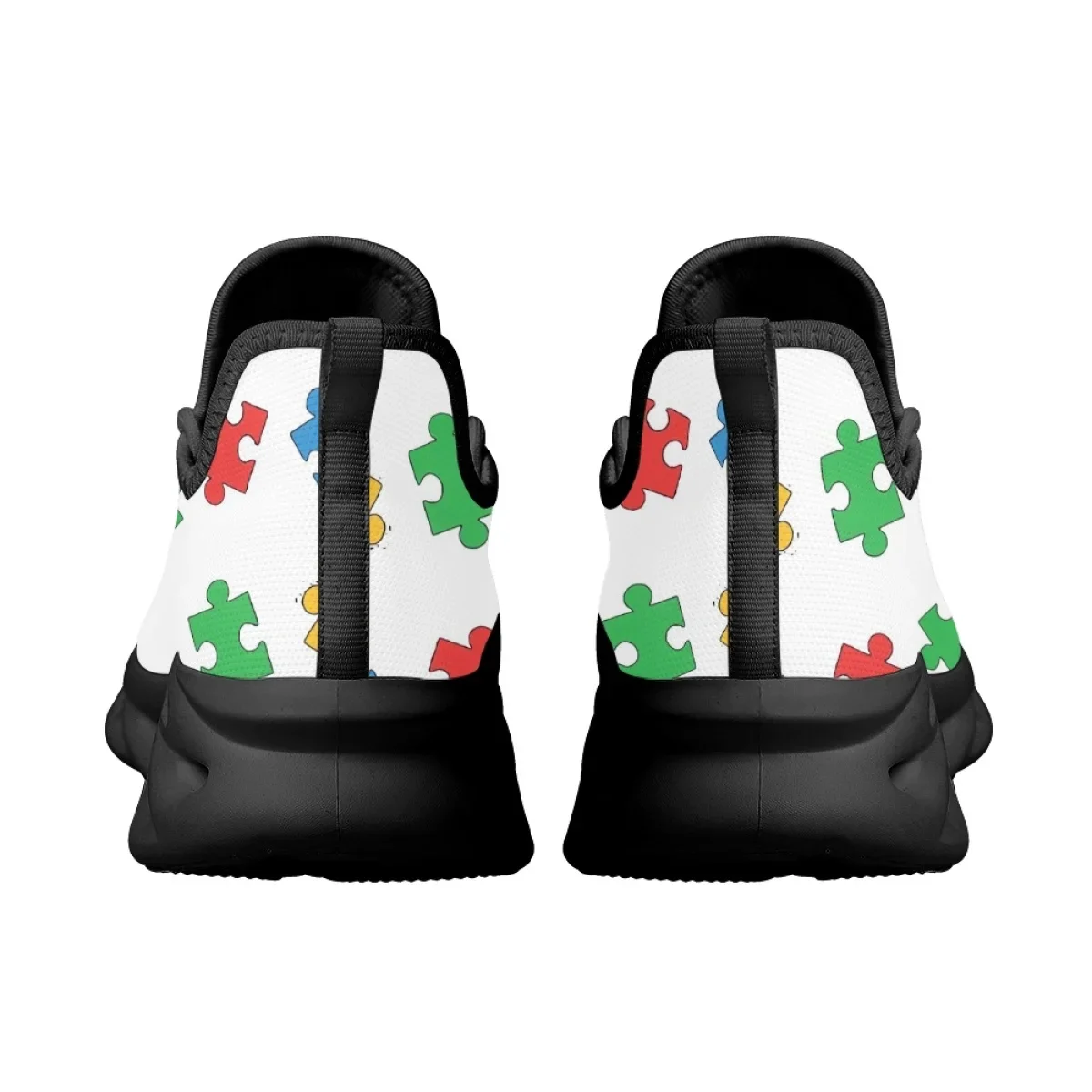 Female Colorful Autism Awareness Print Leisure Lace Up Sneakers Breathable Women Light Flats Footwea Outdoor Work Running Shoes