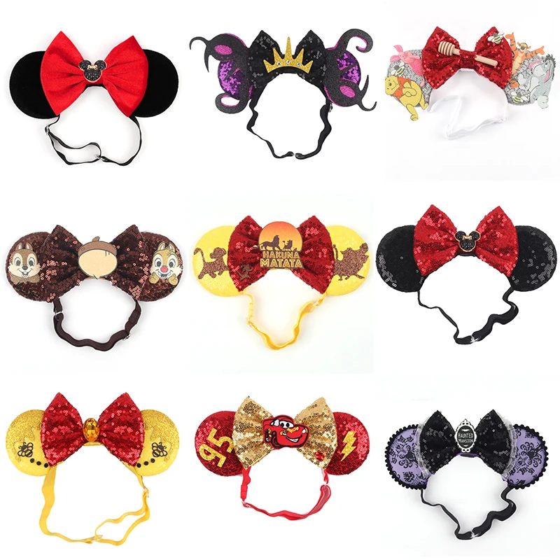 2026 New Disney Ears Adjustable Elastic Headband Adult Mickey Mouse Nylon Hairband Kids Hair Accessories Festival Trip Party DIY