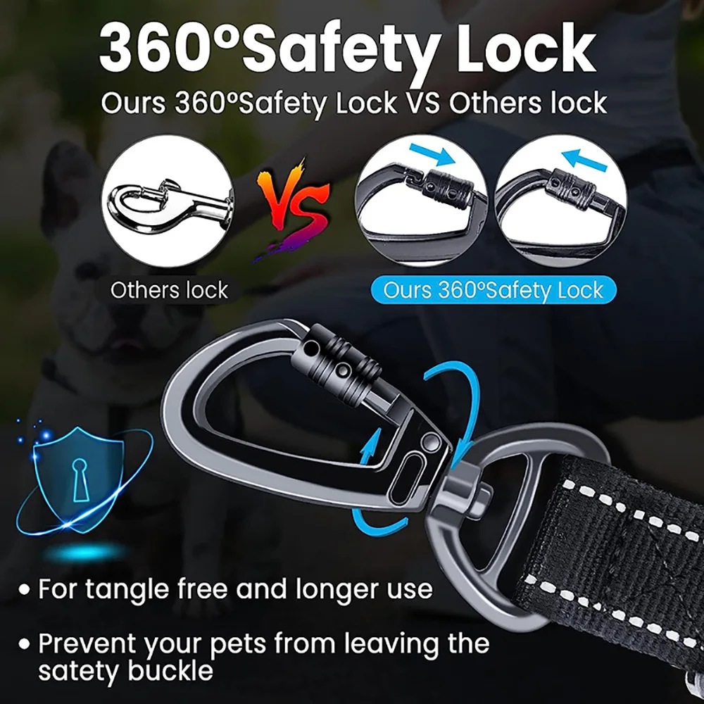 Robuste Bungee-Hundeleine, 4-in-1-Multifunktions-Trainingsleine mit Autositzgurt, Hundezubehör, Hundeleine für mittelgroße Hunde – Detail 13