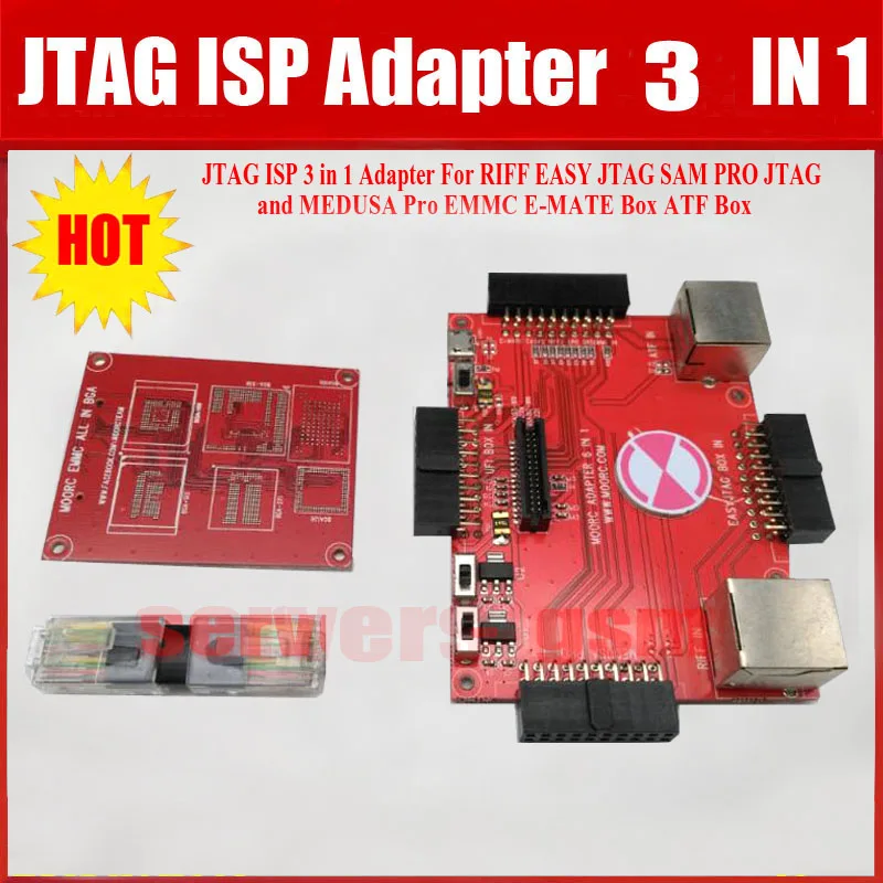 New Original MOORC JTAG ISP 3 IN 1 Adapter  For RIFF EASY JTAG SAM PRO JTAG MEDUSA PRO EMMC E-MATE BOX ATF BOX